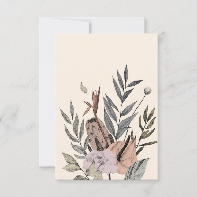 Boho Botanical Garden -  Floral Illustration Thank You Card (Front)