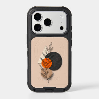 Boho Botanical Geometric Orange Black Neutral Art iPhone 17 Pro Case