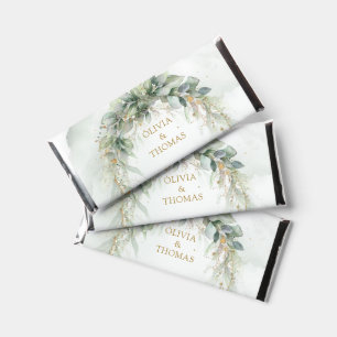 Boho botanical greenery leaf gold Wedding Hershey Bar Favors