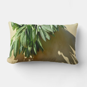 Boho botanical herb leaves lumbar pillow