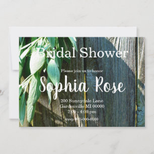 Boho botanical herb leaves rustic Barn-wood  Invitation