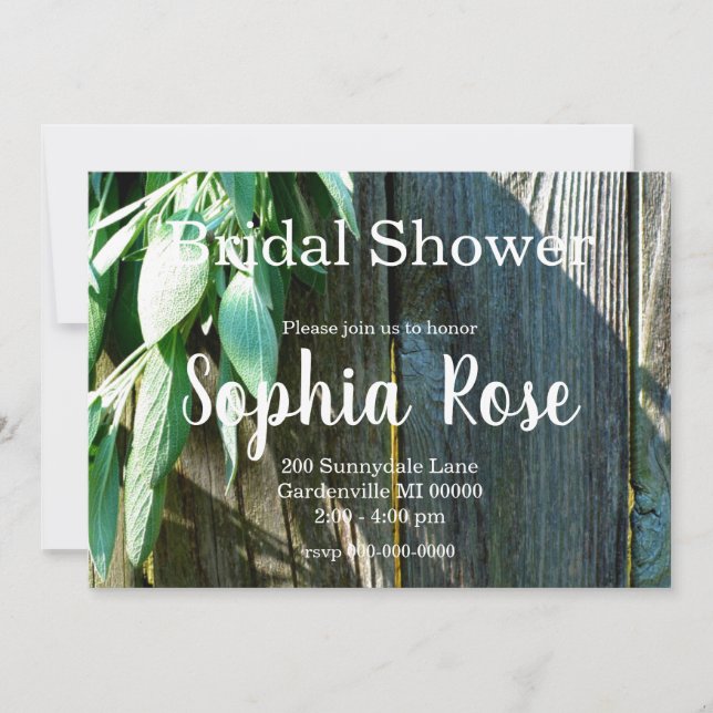 Boho botanical herb leaves rustic Barn-wood  Invitation (Front)