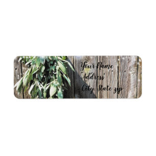 Boho botanical herb leaves rustic Barn-wood Label