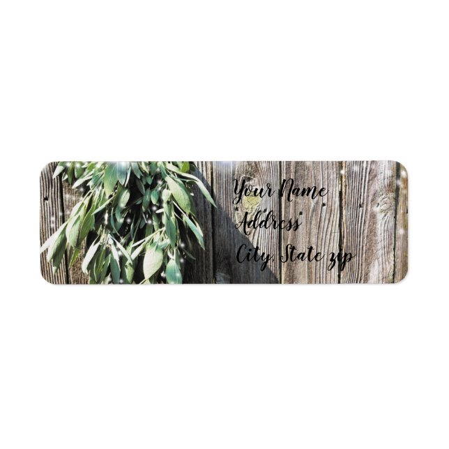 Boho botanical herb leaves rustic Barn-wood  Label (Front)
