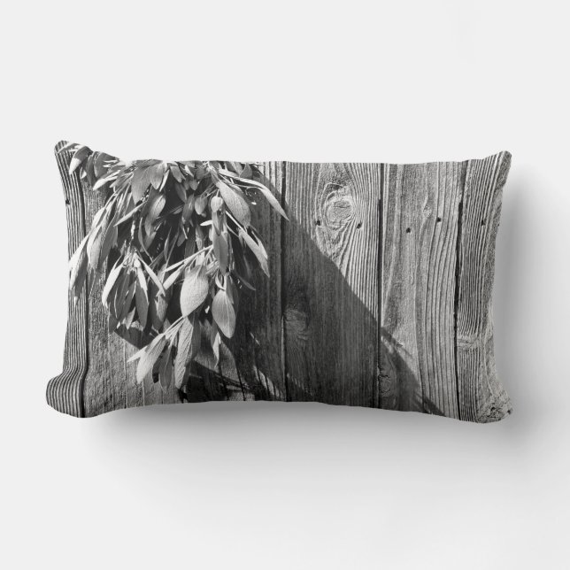 Boho botanical herb leaves rustic Barn-wood  Lumbar Pillow (Front)