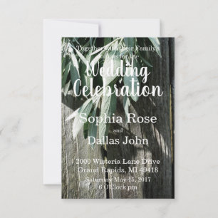 Boho botanical herb leaves rustic Barn-wood script Invitation