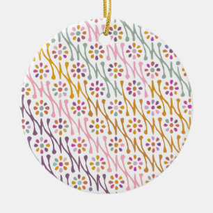Boho Botanical Illustration Pattern Colorful Ceramic Ornament