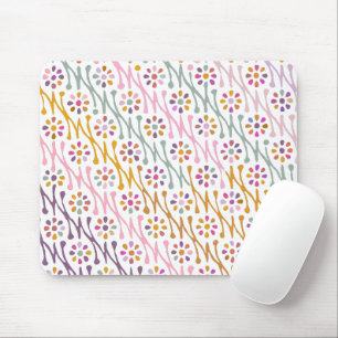 Boho Botanical Illustration Pattern Colorful Mouse Pad