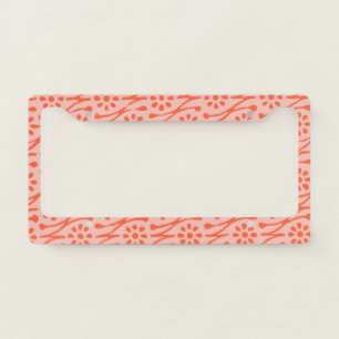 Boho Botanical Illustration Pattern Coral Blush  License Plate Frame