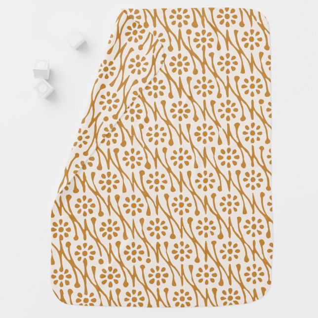 Boho Botanical Illustration Pattern Honey Gold Baby Blanket (In Situ)