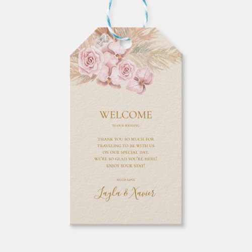 Boho Botanical  Ivory And Green Wedding Welcome Gift Tags