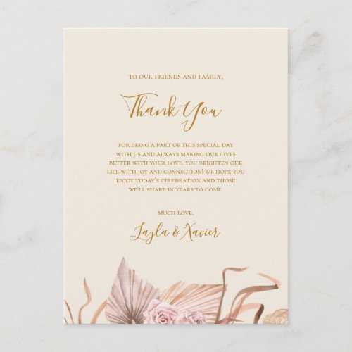 Boho Botanical  Ivory Thank You Reception Card