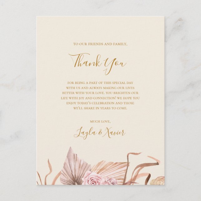 Boho Botanical | Ivory Thank You Reception Card (Front)