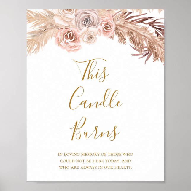 Boho Botanical | Ivory This Candle Burns Wedding Poster (Front)