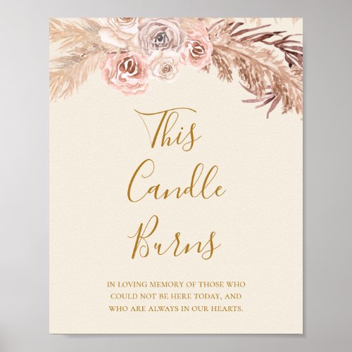 Boho Botanical  Ivory This Candle Burns Wedding Poster