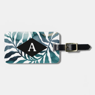 Boho Botanical Kelp Monogram Watercolor Matisse Luggage Tag