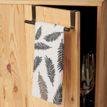 Boho Botanical Leaves Trendy Kitchen Towels
