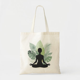 Boho Botanical Meditation Silhouette Tote Bag