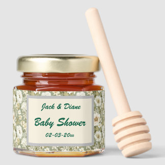 Boho Botanical Mini Jars in Green and Yellow Honey Jar Favors