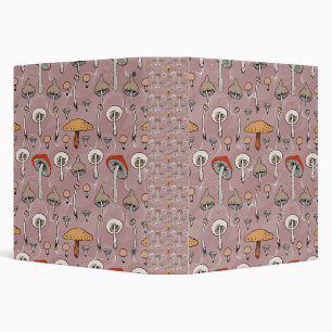 Boho Botanical Mushroom Pattern 3 Ring Binder