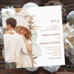 Boho Botanical Photo Frame With Monogram Wedding Invitation at Zazzle