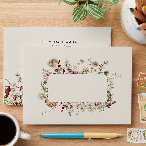 Boho Botanical Return Address Envelope