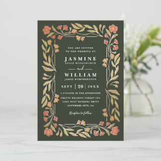 Boho Botanical Rustic Elegant Modern Wedding Invitation