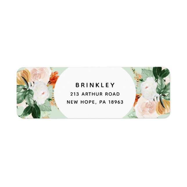 Boho Botanical Sage Green Floral Return Address Label (Front)