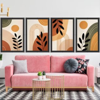 Boho Botanical Set of 4 Framed Wall Art
