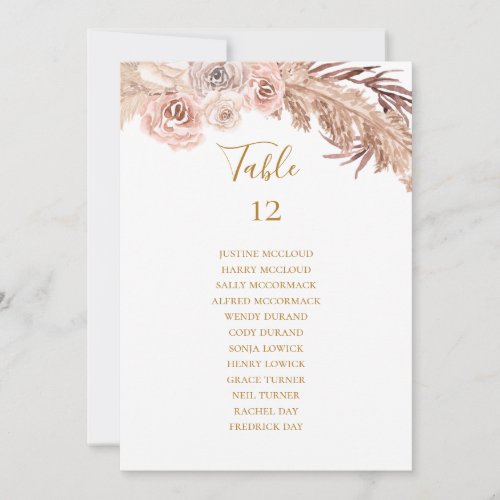 Boho Botanical  Table Number Seating Chart