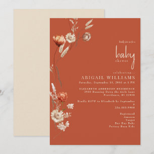 Boho Botanical Terracotta & Cream Baby Shower  Invitation