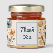 Boho Botanical Thank You Honey Favor Jar