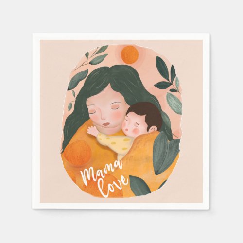 Boho Botanical Watercolor Motherhood Napkins