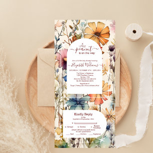 Boho Botanical Watercolor Wildflowers Baby Shower All In One Invitation
