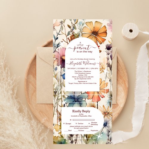 Boho Botanical Watercolor Wildflowers Baby Shower  All In One Invitation