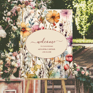 Boho Botanical Watercolor Wildflowers Wedding Foam Board