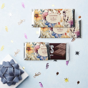 Boho Botanical Watercolor Wildflowers Wedding Hershey Bar Favors