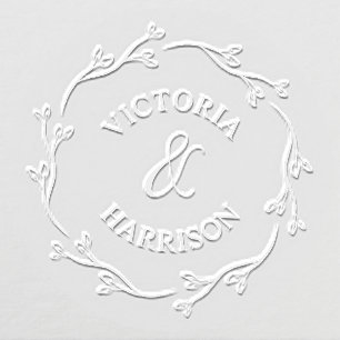 Boho Botanical Wedding Monogram Embosser