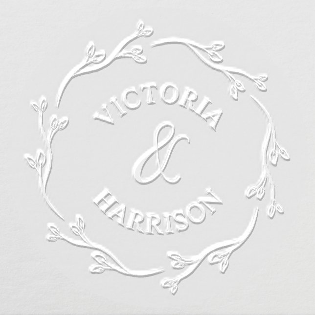 Boho Botanical Wedding Monogram Embosser (Design)