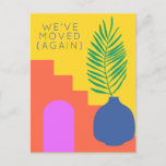 Boho Botanical We've Moved Again New Address Postcard<br><div class="desc">Personalized Whimsical Boho Botanical Shapes in Bright Yellow We've Moved Again New Address Announcement Postcard</div>