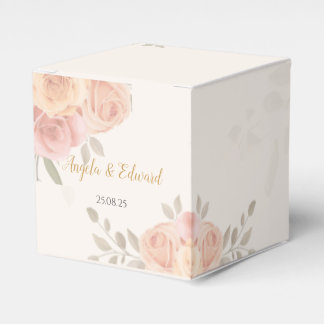 Boho Botanical White Pink Pose Favor Boxes