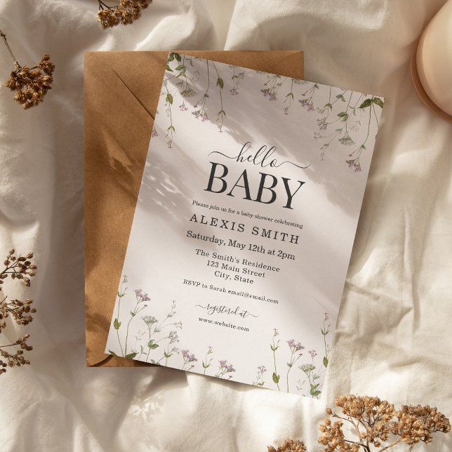 Boho Botanical Wildflower Floral Baby Shower Invitation (Boho Botanical Wildflower Floral Baby Shower Invitation)