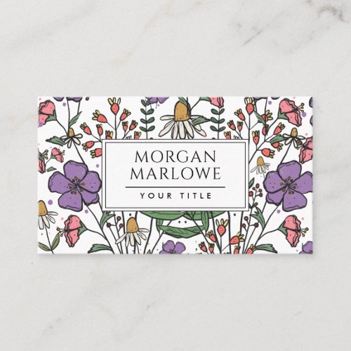 Boho Botanical Wildflower Floral  Business Card