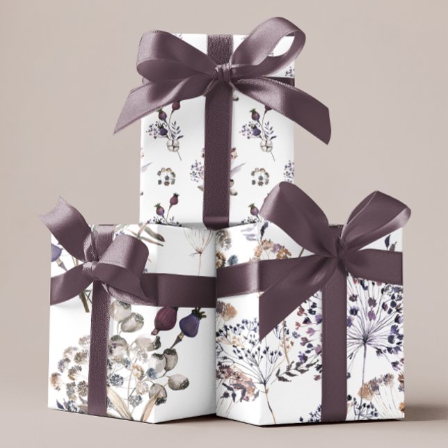 Boho Botanical Wrapping Paper Sheets  (Celebrate someone special with these boho watercolor floral wrapping paper sheets! )