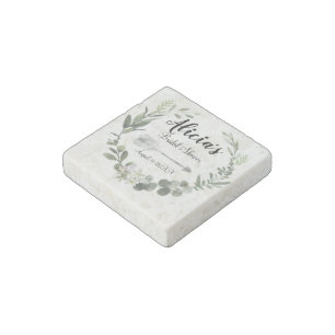 Boho Botanical Wreath Bridal Shower Personalize Stone Magnet