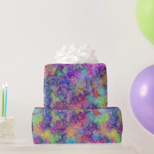 Boho Botanicals Purple Haze Batik Style Wrapping Paper