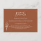 Boho Botanicals Terracotta Wedding Details Enclosure Card