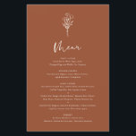 Boho Botanicals Terracotta Wedding Menu Card<br><div class="desc">Add these customizable floral minimalist menu cards to your event's tablescape. It features a modern floral bouquet line with whimsical calligraphy. Personalize this boho menu card by adding names,  dates and meal choices. This terracotta menu card is perfect for weddings,  baby showers,  bridal showers,  birthdays,  and so much more.</div>