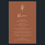 Boho Botanicals Terracotta Wedding Menu Card<br><div class="desc">Add these customizable floral minimalist menu cards to your event's tablescape. It features a modern floral bouquet line with whimsical calligraphy. Personalize this boho menu card by adding names,  dates and meal choices. This terracotta menu card is perfect for weddings,  baby showers,  bridal showers,  birthdays,  and so much more.</div>
