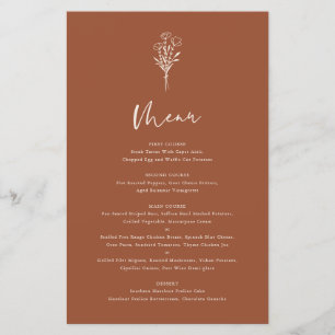 Boho Botanicals Terracotta Wedding Menu Card